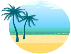 Beach Cartoon, Sand, Relaxation, Vacation, Fun PNG