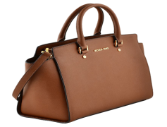 Brown Leather Handbag, Durable Material, Classic Appeal, Fashionable Tote, Everyday Use PNG