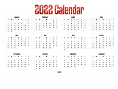 Calendar 2022, Daily Tracker, Holiday Reminders, Yearly Organizer, Week View PNG