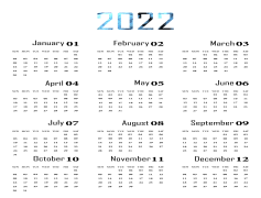 Calendar 2022, Event Tracker, Yearly Overview, Monthly Planner, Time Management PNG