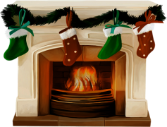 Christmas Fireplace, Family Gatherings, Cozy Atmosphere, Stocking Hangers, Seasonal Cheer PNG