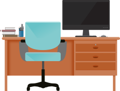 Computer Desk, Modern Aesthetic, Study Area, Desk Organization, Office Furniture PNG