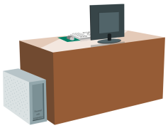 Computer Desk, Office Furniture, Modern Desk, Gaming Station, Desk Setup PNG