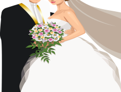Cute Wedding Couple Cartoon, Endearing Couple Characters, Sweet Marriage Moment, Adorable Bride Groom, Joyful Celebration Duo PNG
