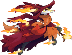 Delphox Pokemon, Fire Type, Fox-Like, Mage Pokemon, Starter Evolution PNG