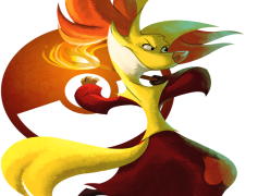 Delphox Pokemon, Fire-Type, Mage Pokémon, Evolved Form, Flame Cloak PNG