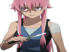 Female Anime Yuno Gasai, Strong-Willed, Pink Hair, Yandere Character, Futuristic Setting PNG