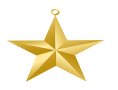 Gold Star Sticker, Reward Badge, Excellence Emblem, Success Sticker, Motivation Token PNG