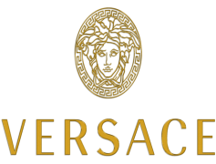 Gold Versace Logo, Luxury Symbol, Iconic Emblem, Opulent Motif, Stylish Insignia PNG