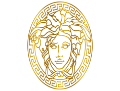 Gold Versace Logo, Opulent Style, Elegant Motif, Greek Key, Luxury Fashion PNG