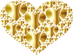 Shiny Gold Heart, Charm, Love, Shimmering, Elegant PNG