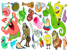 SpongeBob, Ocean Adventures, Jellyfish, Krabby Patty, Patrick Star PNG