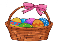 Vector Easter Egg Basket, Festive Decor, Seasonal Decoration, Bunny Accessories, Colorful Eggs PNG