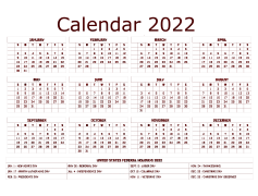 Year 2022 Calendar, Monthly Planner, Holiday Schedule, Event Tracker, Daily Organizer PNG
