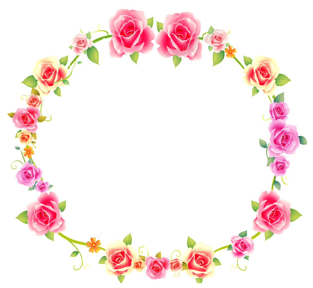 Roses Flower Border Frame, Romantic Frame, Vintage Style, Garden Aesthetic, Floral Decoration PNG
