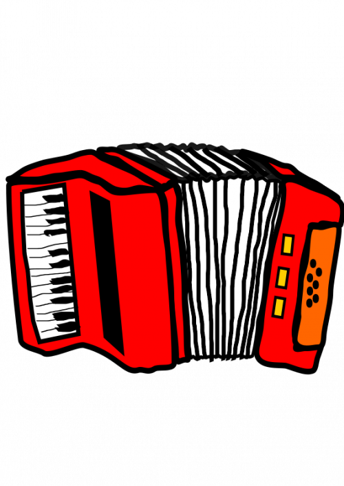 Vector Red Accordion, Vintage Style, Classic Music, Performance Art, Accordion Player PNG